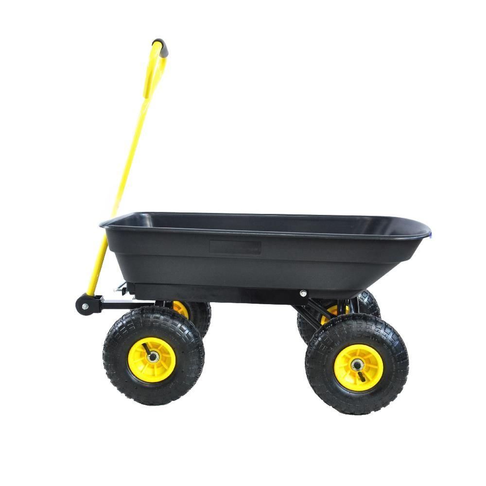 사륜 수레 손수레 카트 덤프 플라스틱 농업용 농사용 블랙 - 상품 이미지