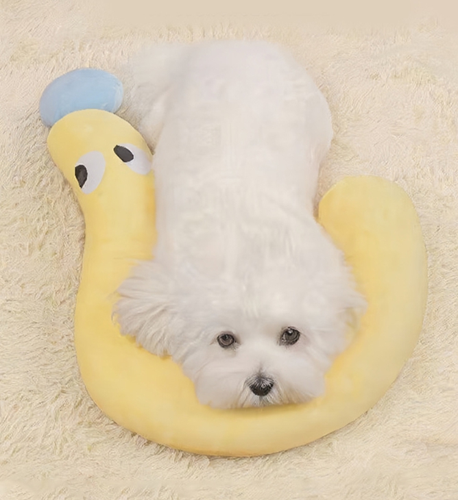 반려동물 물음표 펫필로우 강아지 고양이 목받침 쿠션 애견 베개 침대 편안한 숙면 - 상품 이미지