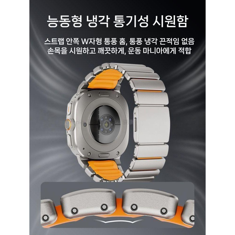 갤럭시워치8 울트라 2세대 스트랩 퓨어 티타늄 마그네틱 클라스프 더블레이어 실리콘 ㅂ내드 - 상세 이미지 4