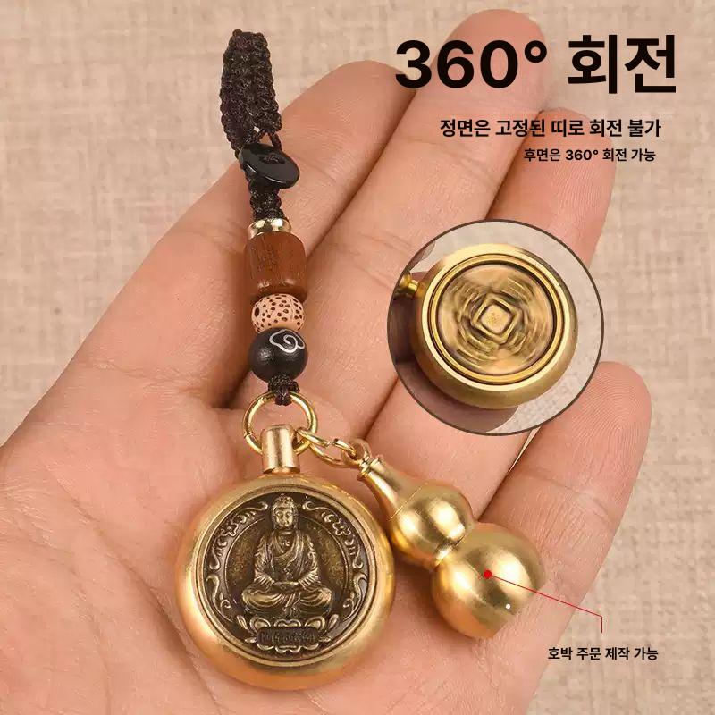 황동 행운 키링 자동차 열쇠고리 부적 재물운 인테리어 소품 천수관음 둥지띠 - 상세 이미지 2
