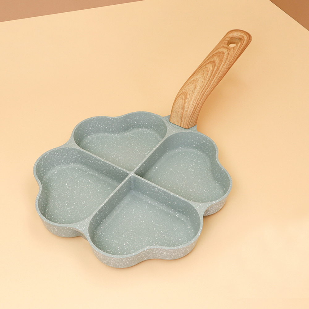 나리히라 하트 에그팬 인덕션 4구 브런치 핫케이크 후라이팬 21cm, 그린 - 상품 이미지