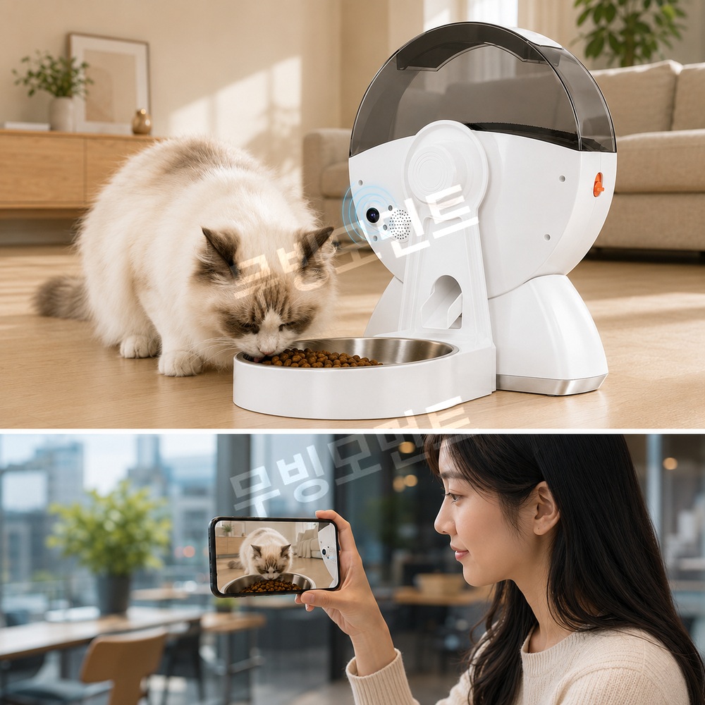 강아지 고양이 스마트 자동급식기 앱연동 카메라 - 상품 이미지