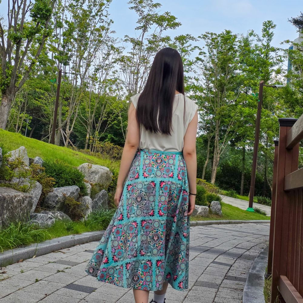 (비단면)단다로움 결 스커트 전통문양 랩스커트 - 상품 이미지