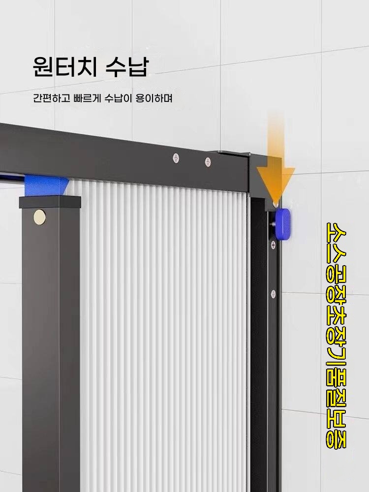 무타공 접이식 샤워 커튼 샤워부스 A. 1m x 1.7m, A. 실버 프레임 화이트 커튼 이미지 6