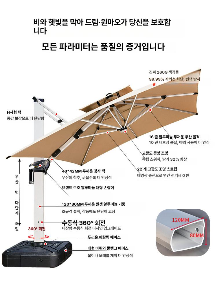 스위츠몰 웨건파라솔 캠핑웨건 캠핑 대형 그늘막 업그레이드 2.5m 150kg - 상세 이미지 2