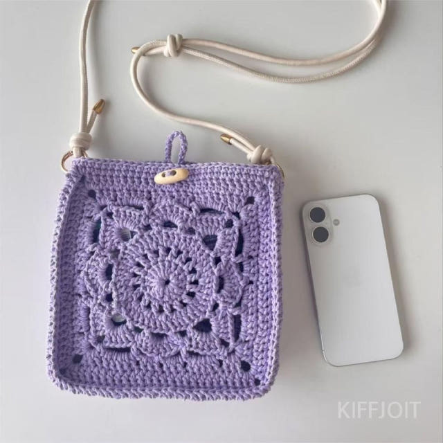 KIFFJOIT 정사각형 코바늘 가방 diy 소재 키트