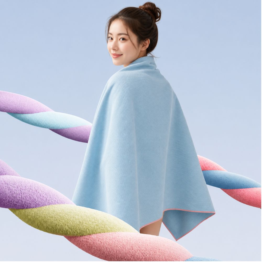 여성 휴대용 수영 타월 초흡수 퀵드라이 비치 샤워 스포츠 타월 셀라돈블루 80x60 cm - 상품 이미지