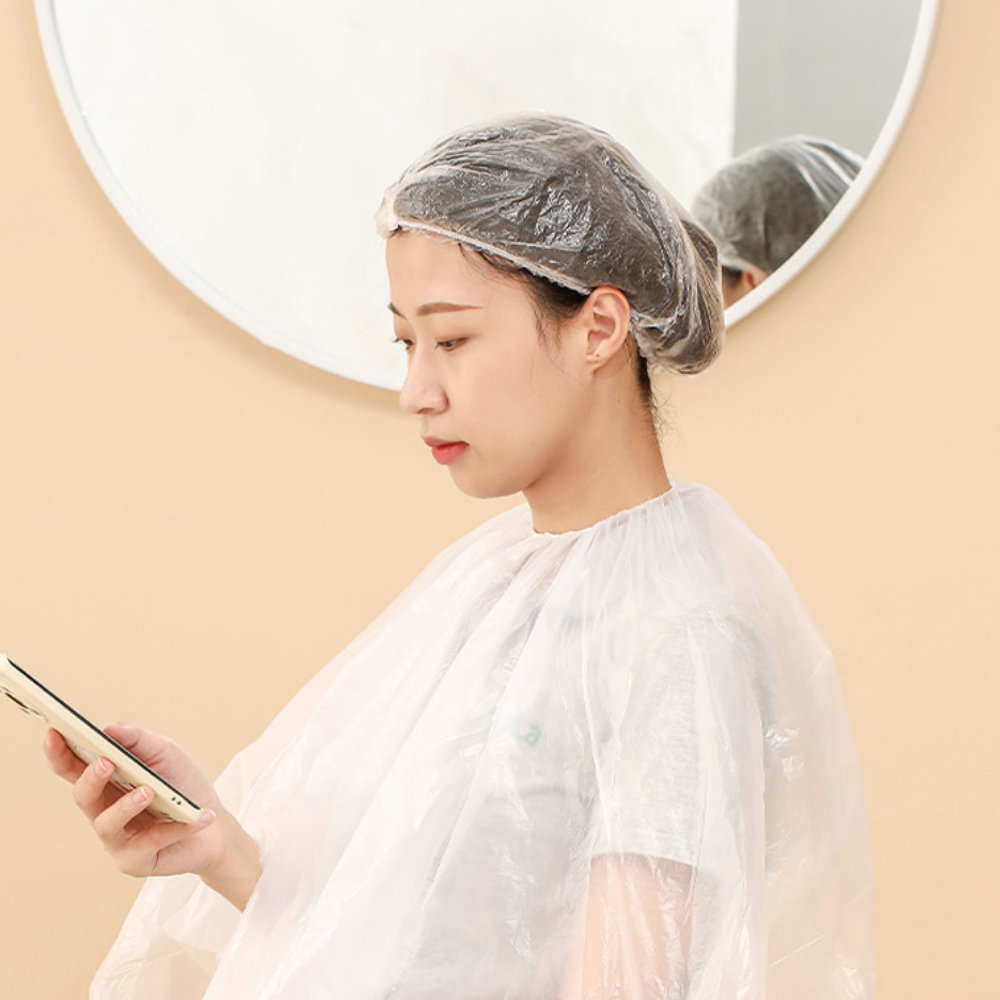 일회용미용실비닐가운 염색커트퍼머가운 일회용미용가운세트 10매 - 상품 이미지