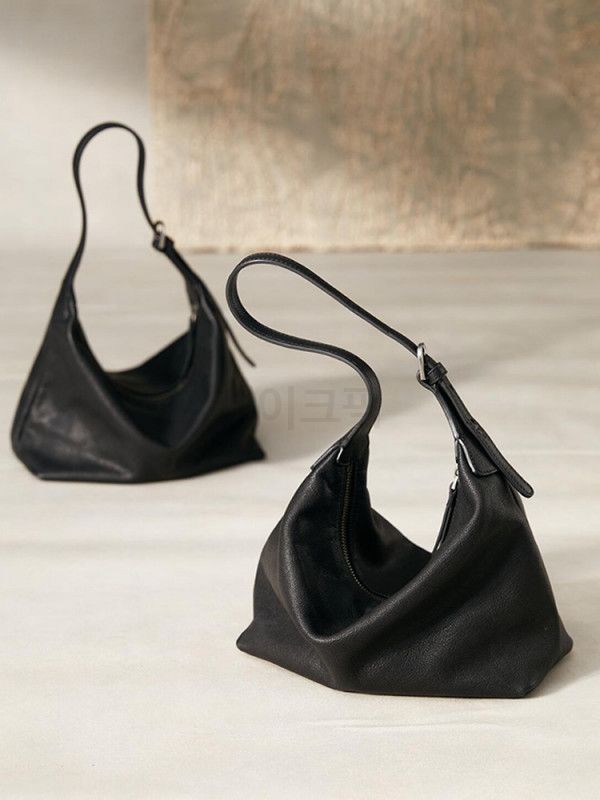 천연소가죽 숄더백 반달형 클래식 호보백 캐주얼한 출퇴근용 가방 활용도 높은 데일리백 - 상세 이미지 4