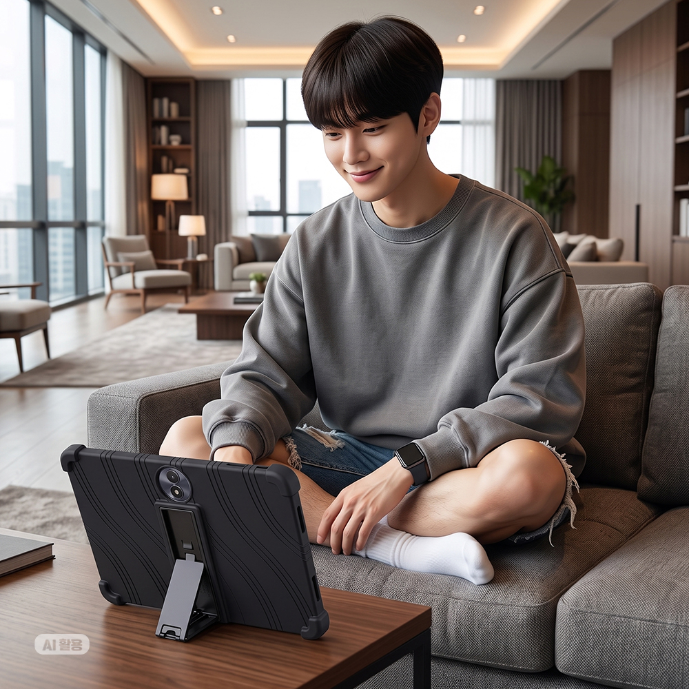 TCL TAB 11 FE 케이스 범퍼 실리콘 거치대 블랙, TCL TAB 11 FE 이미지 7