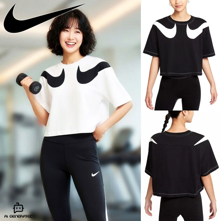 [시즌세일] 나이키 NSW 스우시 여자 반팔 크롭 티셔츠 DD5591 화이트, XL - 상품 이미지