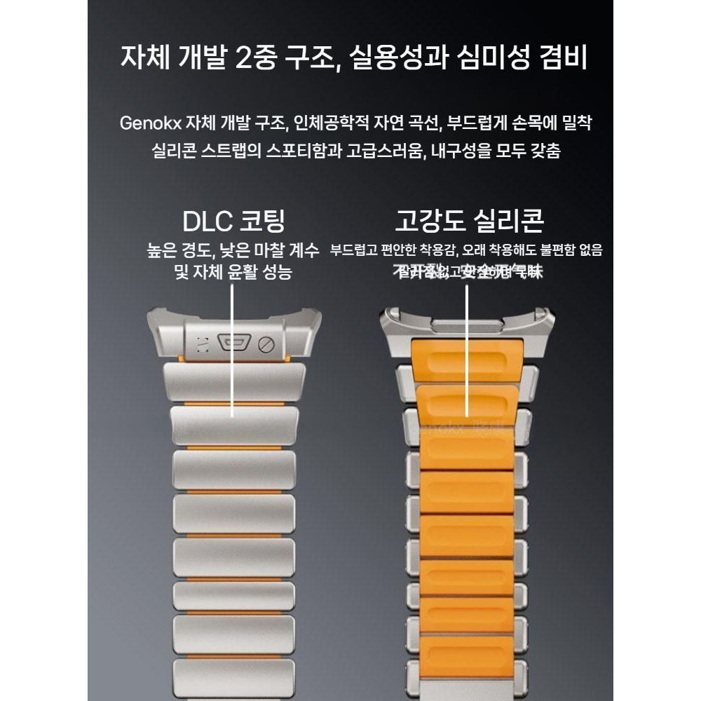 갤럭시워치8 울트라 2세대 스트랩 퓨어 티타늄 마그네틱 클라스프 더블레이어 실리콘 ㅂ내드 - 상세 이미지 5