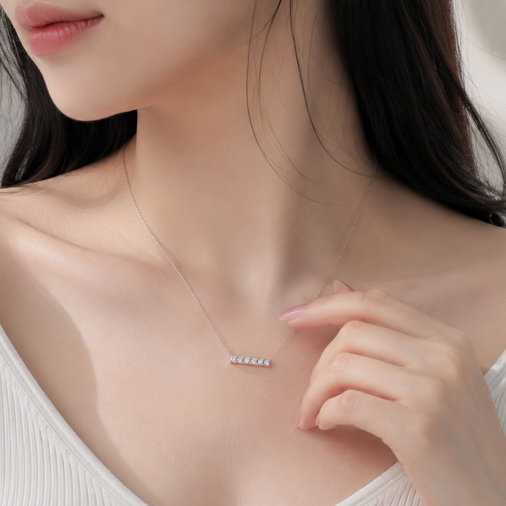 1부 다이아 스틱 일자 바 목걸이 여자 데일리 선물 고급 생일 랩 천연 - 상품 이미지