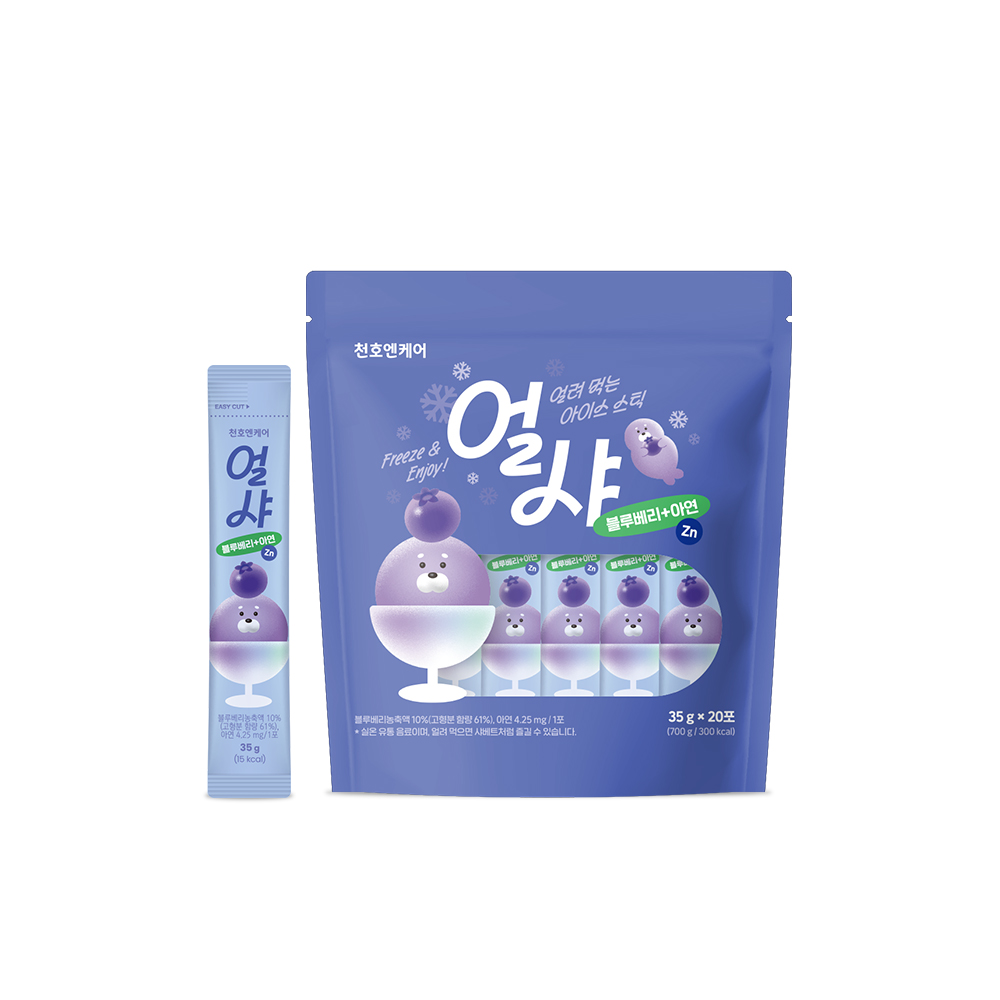 천호엔케어 얼려먹는 과일 샤베트 아이스 스틱 얼샤 블루베리+아연, 700g, 1개 - 상세 이미지 3