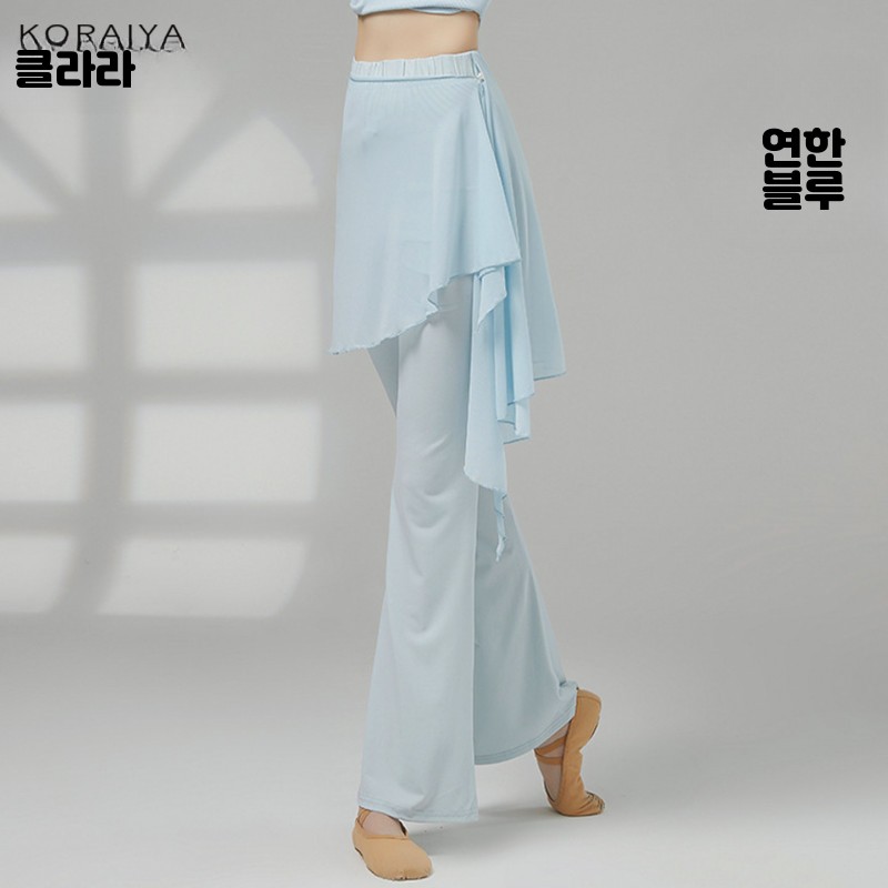 스트레칭 무용 발레 라인댄스복 팬츠 부츠컷 디자인 랩 쉬폰 신축성 블랙 S 이미지 7