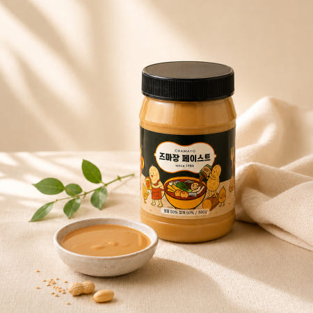 차마요 참깨 땅콩버터 잼 100% 무첨가 무가당 즈마장, 500g