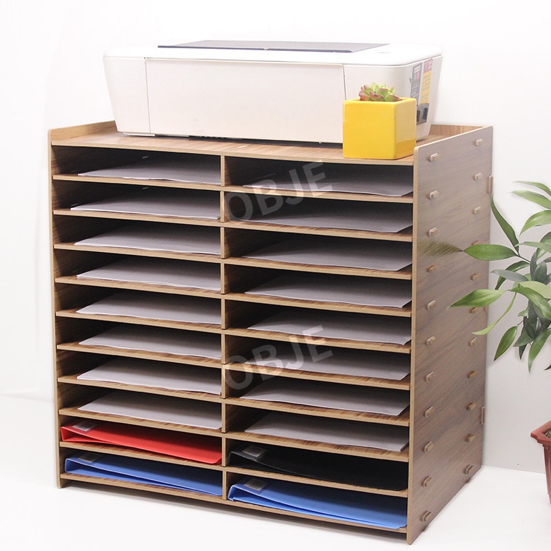 서류정리함 우드 A4 20칸 다단 파일수납 책상 보관함 - 상세 이미지 3