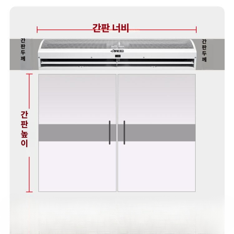 저소음 에어커튼 업소용 매장용 식당 창고 공장 상업용 출입문 강력모터 화이트 스틸바디 3m 0.9m AFM300904 - 상세 이미지 3