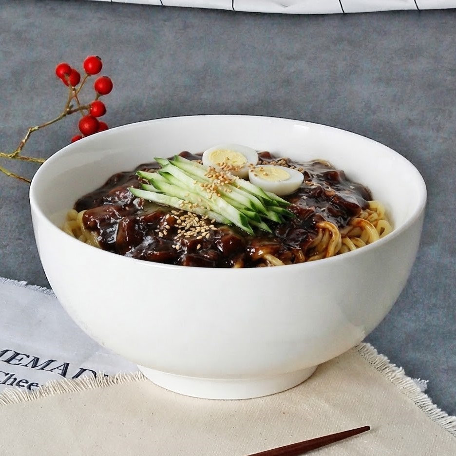 모던 화이트 도자기 면기 짜장면 짬뽕 냉면 비빔밥 라면 그릇 17cm, 중식 중 - 상세 이미지 2