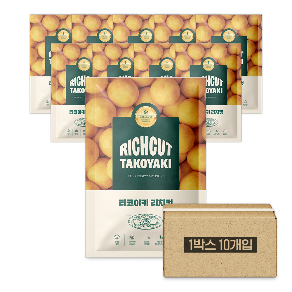 크리스픽 타코야키 리치컷 1박스 10kg(500알) 문어 11% - 상품 이미지