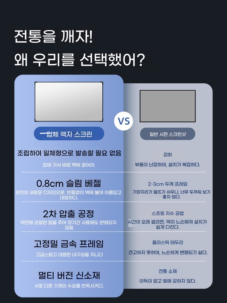 액자형 빔 스크린 티비 가정용 홈시 A. 60인치 43 액자형, A. 4K 티타늄 크리스탈 - 상세 이미지 4