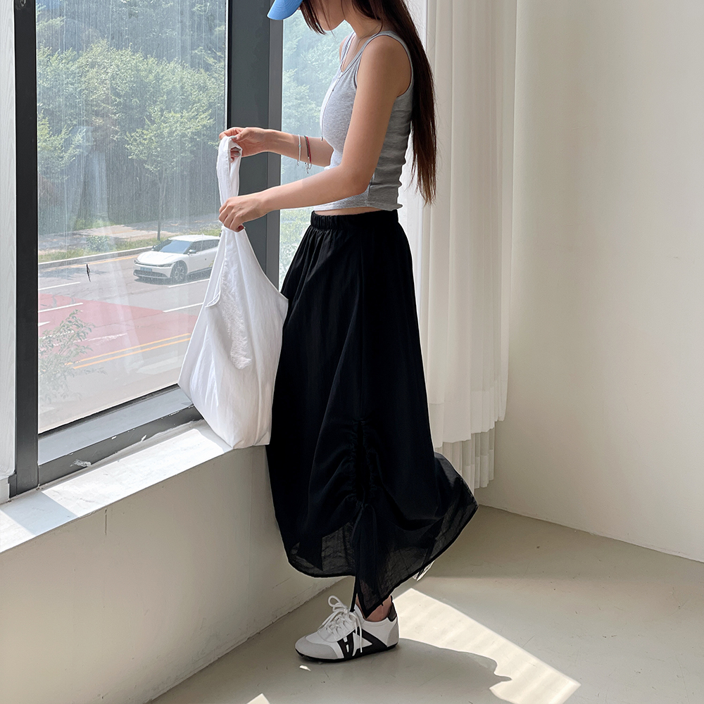 바스락스커트 H라인 여름롱스커트 나일론 스트링 이미지 7
