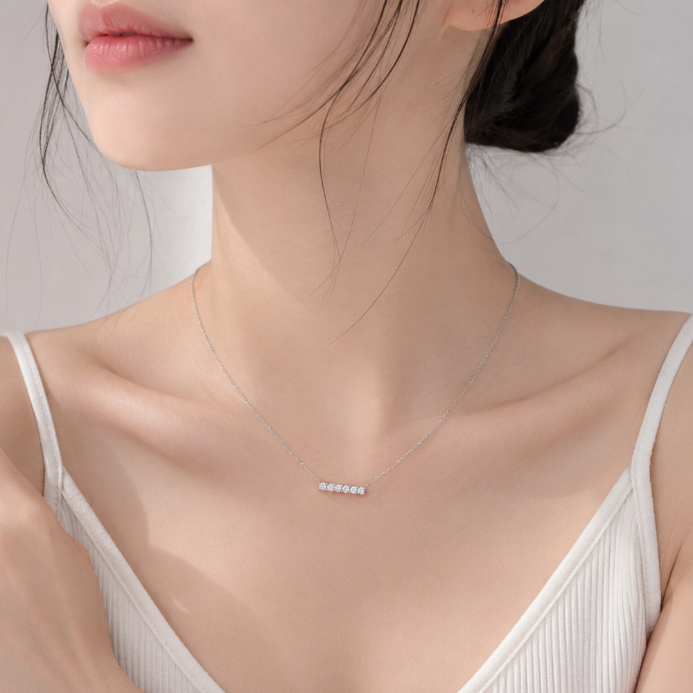 1부 다이아 스틱 일자 바 목걸이 여자 데일리 선물 고급 생일 랩 천연 - 상세 이미지 2