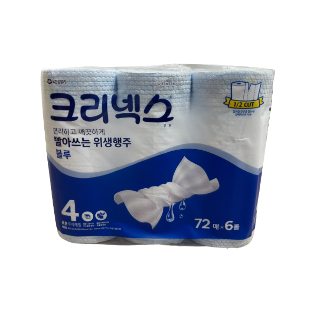 크리넥스 빨아쓰는 위생행주 블루 72매 6롤 x1팩 - 상품 이미지