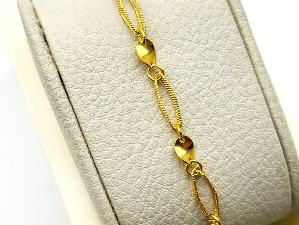 24K 순금 3.75g(1) 슬림 오벌 팔찌(18K 연결고리 장식) - 상세 이미지 4