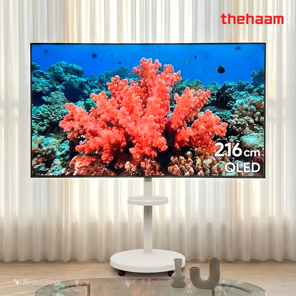 더함 스마트 구글 티비 216cm(85인치), QLED 120Hz, 이동식 스탠드