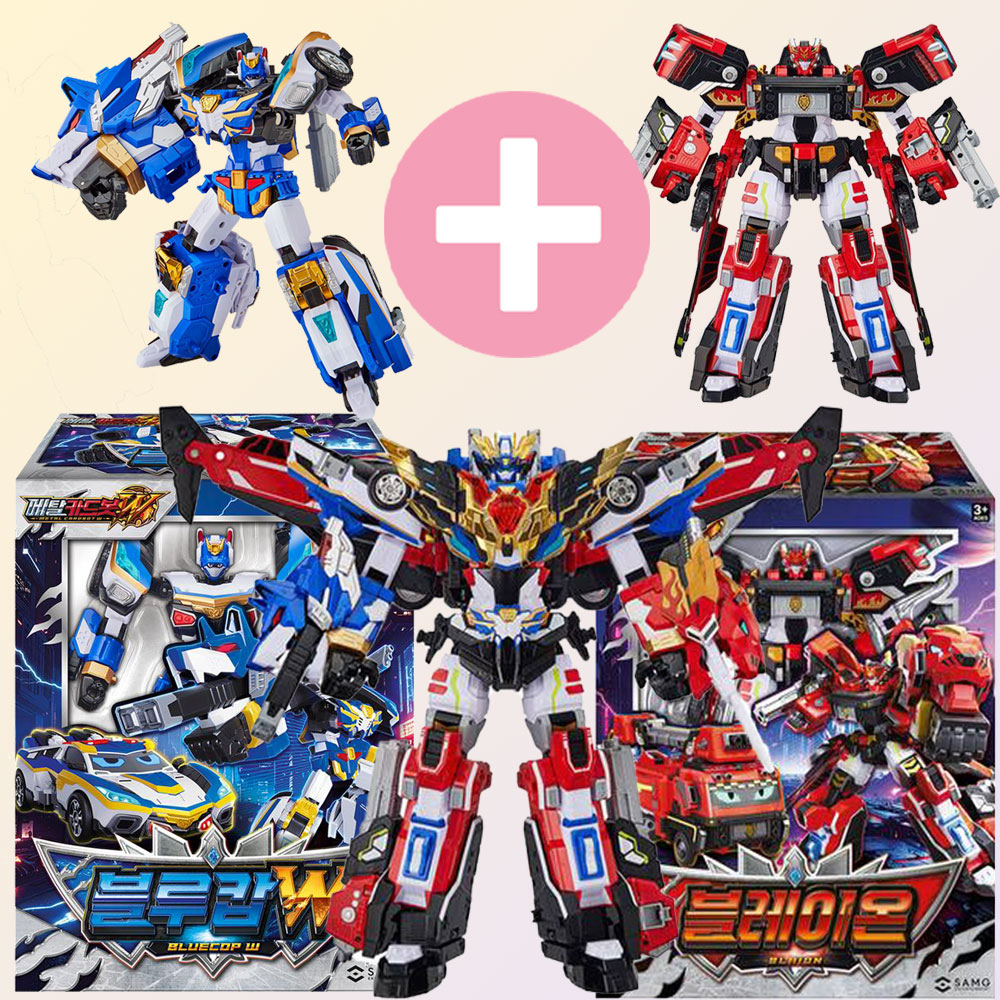 メタルカードボットW グランブルーレオン　ブレイオン&ブルーコップW メタルカードボットWグランブルーレオンブルーキャップWブレイオン合体