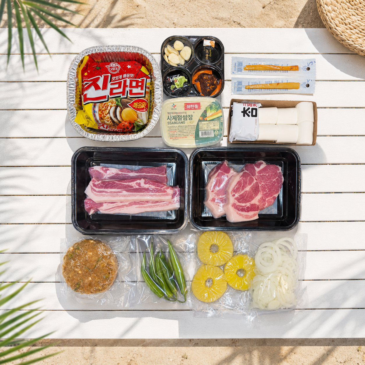 당일출고/한돈 캠핑고기 바베큐세트 삼겹살300g+목살300g 16종 풀패키지 - 상세 이미지 2