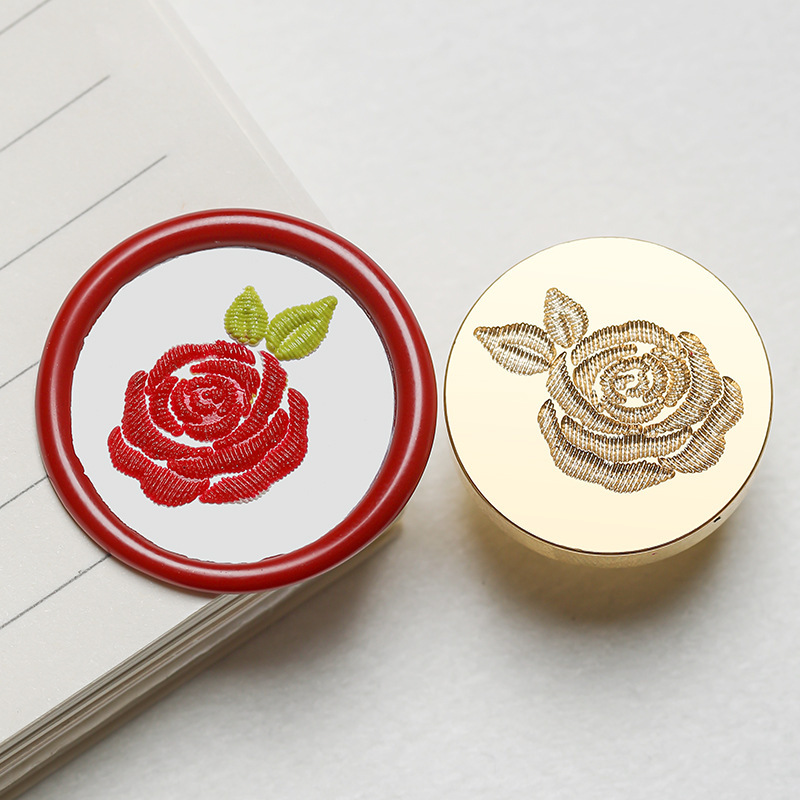 실링왁스 인장 스탬프 자수 테마 스티치 장미, (2.5cm) - 상품 이미지