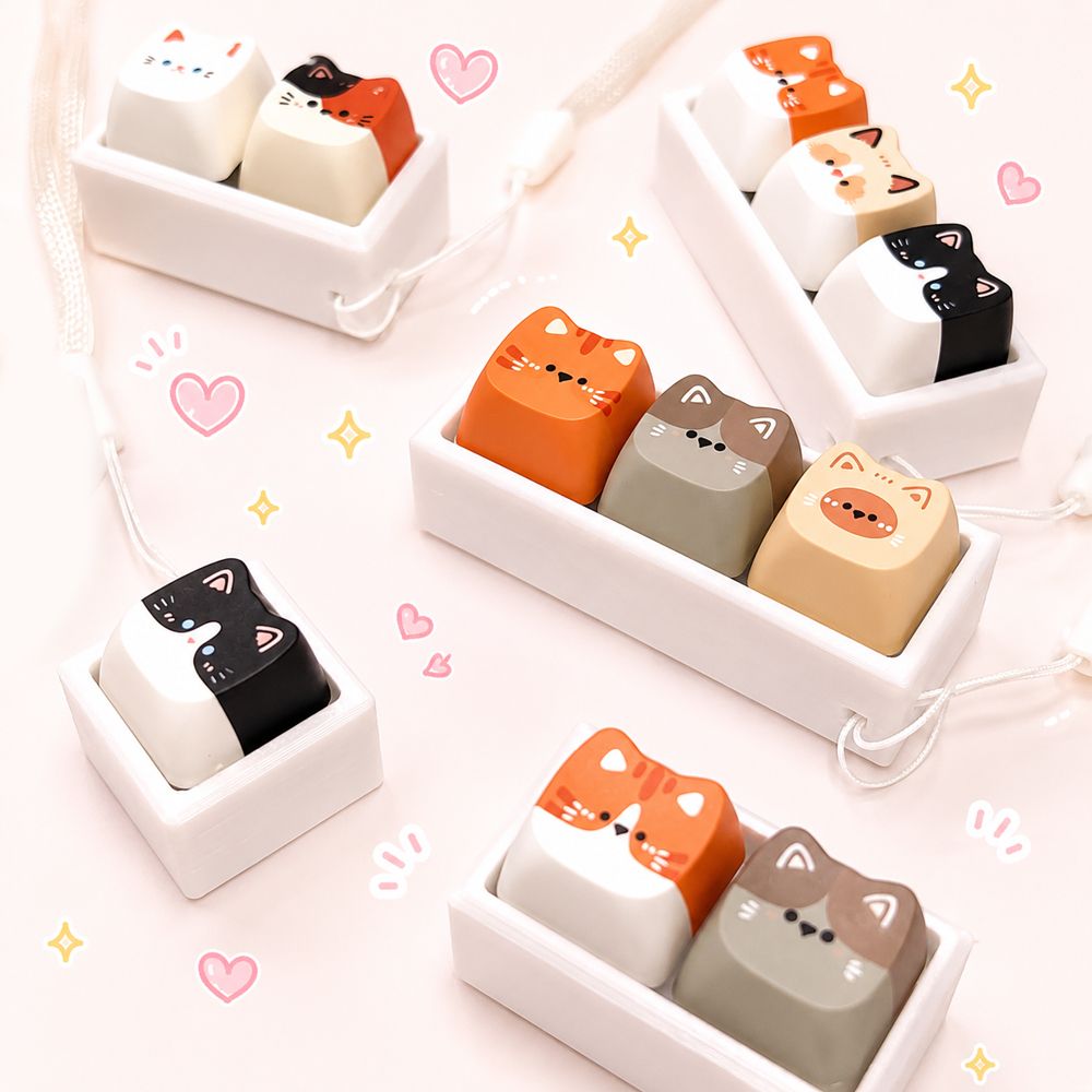 고양이 키캡 키링 야옹이 딸깍이 클리커 딸각이 킵캡 클릭커 또각이 - 상품 이미지