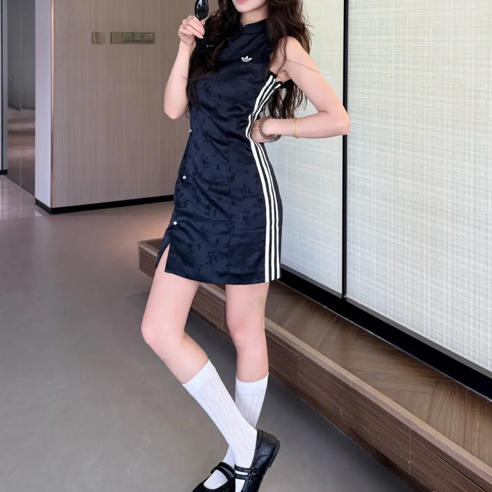 아디다스 오리지널 뉴 차이니즈 자카드 원피스 블랙 KY5753 - 상품 이미지