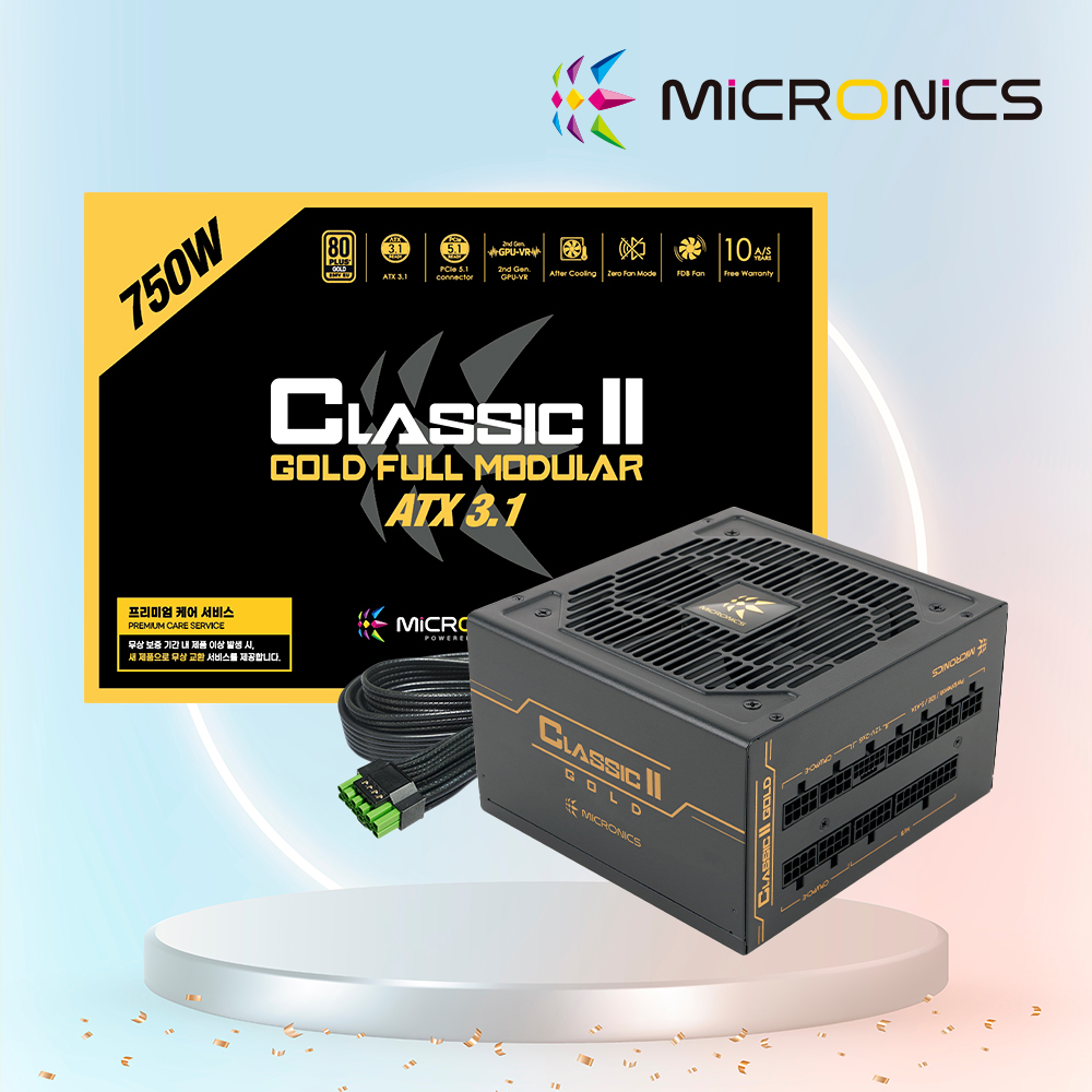 마이크로닉스 Classic ii 750W 80PLUS 골드 풀모듈러 ATX3.1 파워서플라이 블랙 - 상품 이미지