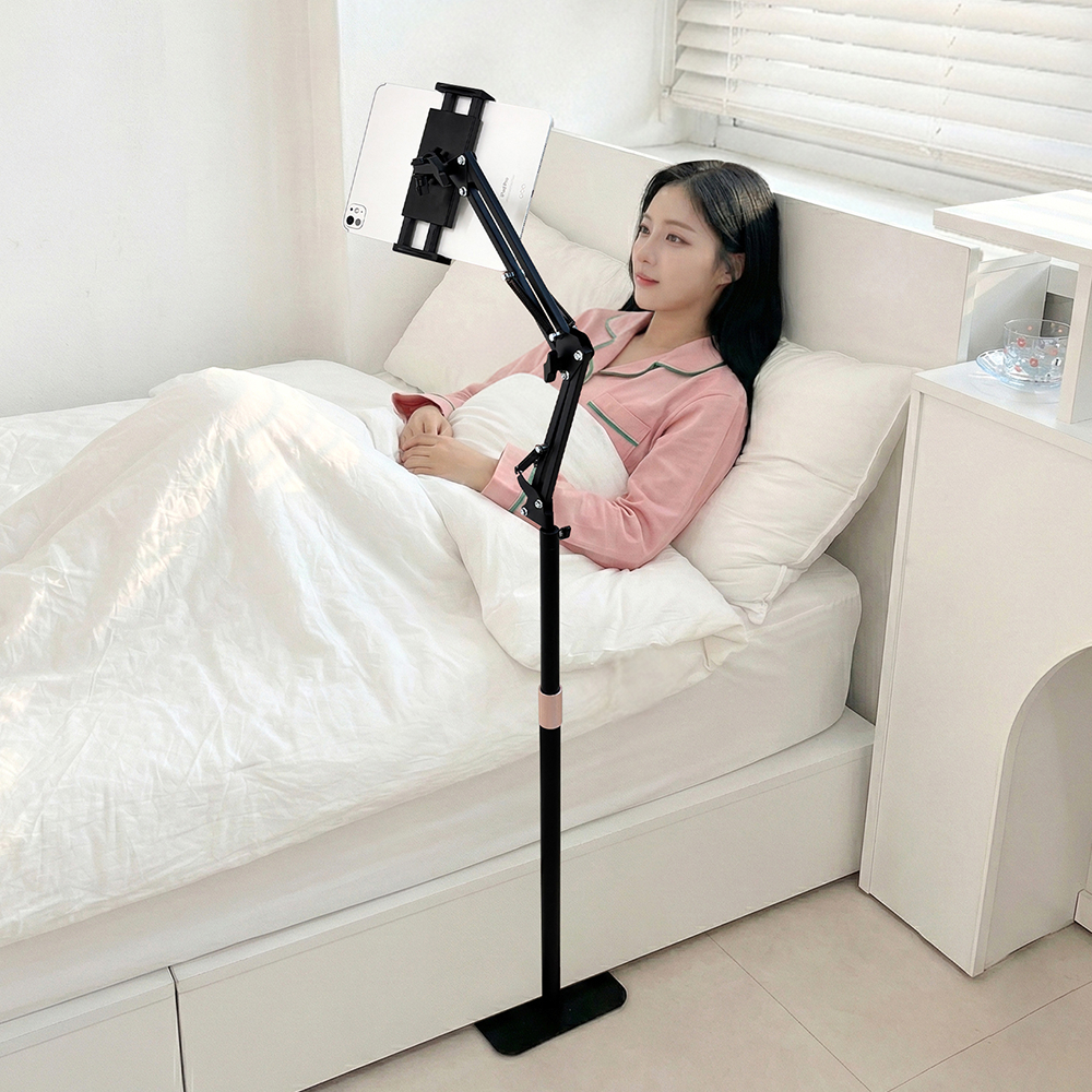 뷰씨 태블릿 거치대 아이패드 갤럭시탭 침대 자바라 높이조절 접이식 탄소강 스탠드 - 상세 이미지 2