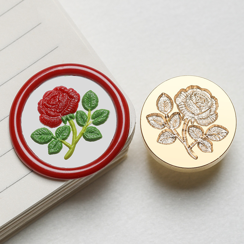 실링왁스 인장 스탬프 자수 테마 스티치 장미가지, (2.5cm) - 상품 이미지