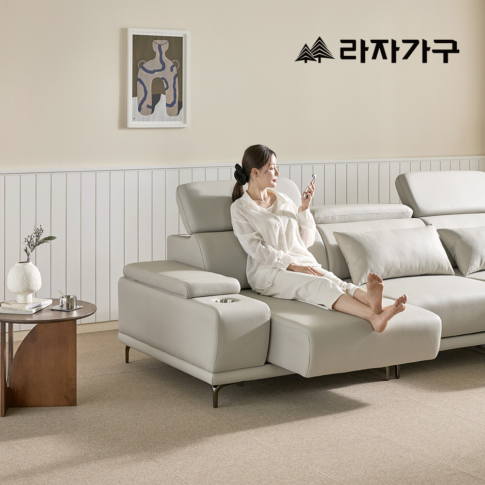 에이븐 E0 패브릭 슬라이딩 컵홀더 모션 무빙 리클라이너 슬라이드 카우치 4인 소파 - 상세 이미지 2