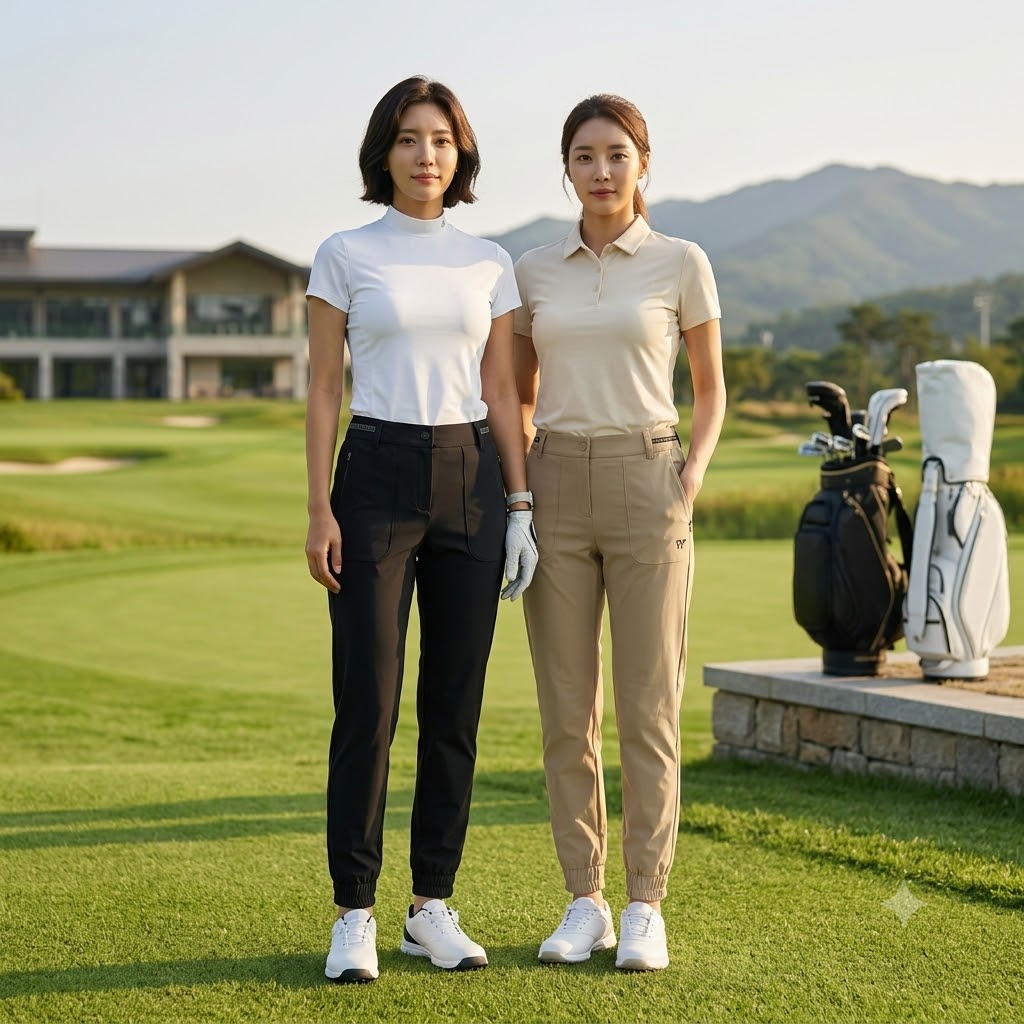 마스터바니 여자 여름 골프웨어 허리밴딩 스판 골프 조거핏 바지 - 상세 이미지 3