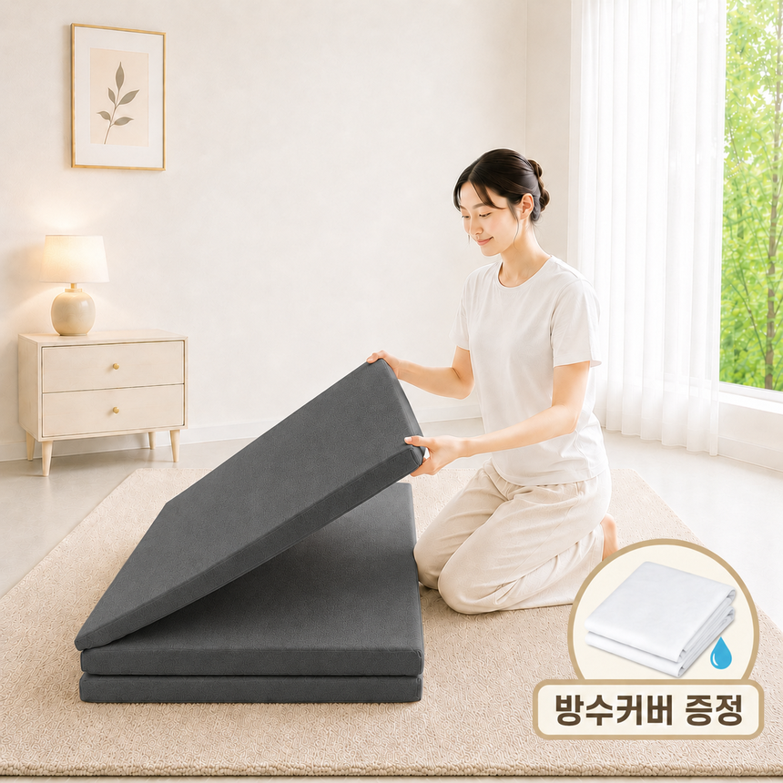 나가다 3단 접이식 매트리스 슈퍼싱글 메트리스 110x200 두께3cm 5cm 이미지 6