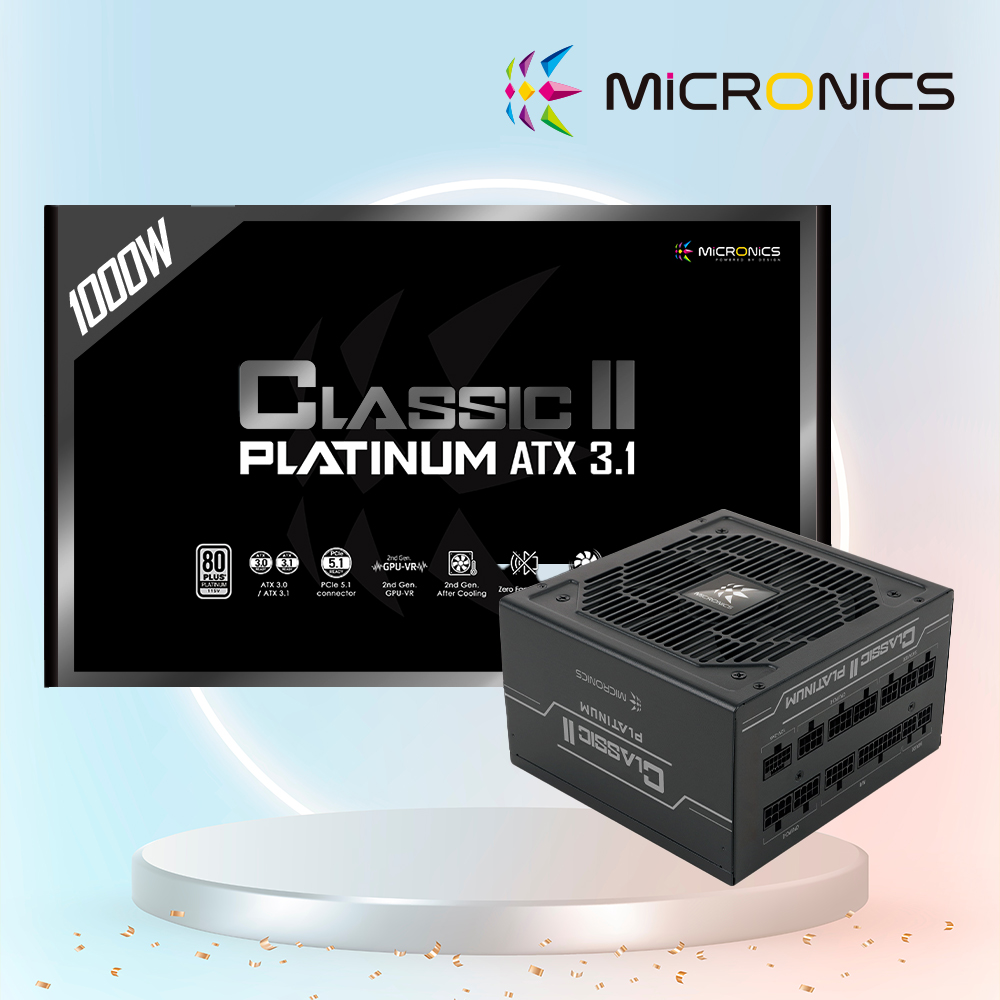 마이크로닉스 Classic ii 1000W 80PLUS 플래티넘 ATX3.1 파워서플라이 블랙 - 상품 이미지