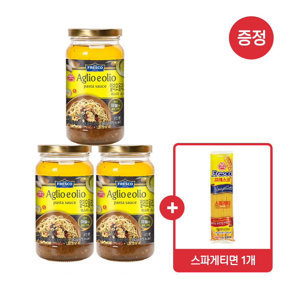 [스파게티면 500g 1개 증정] 오뚜기 프레스코 알리오올리오 파스타 소스 380g 3개 - 상품 이미지