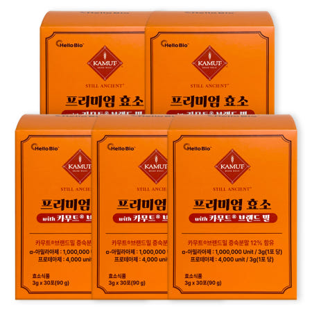 헬로바이오 프리미엄 효소 with 카무트 브랜드 밀 3g x 30포 x 5박스