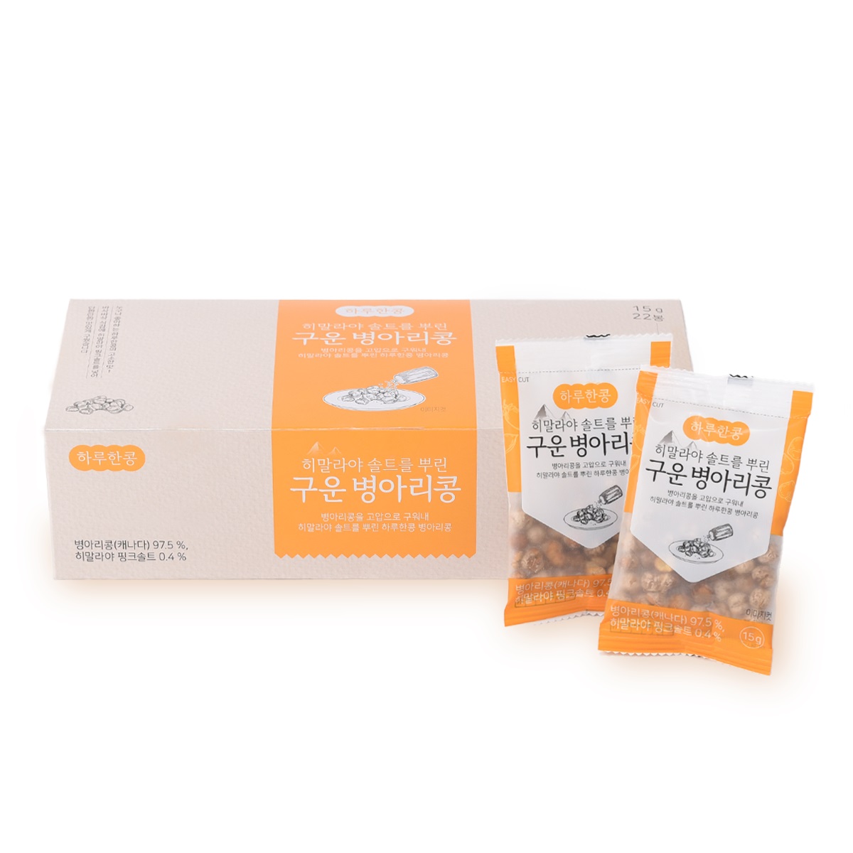 하루한콩 구운 병아리콩 핑크솔트맛 (15gx22봉) 튀기지않은 고단백 330g, 1개 - 상품 이미지