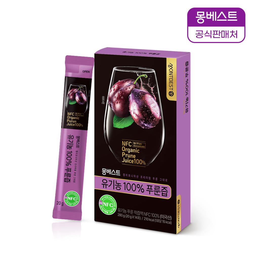 몽베스트 유기농 100% 푸룬즙 20g 14포, 1개 - 상품 이미지
