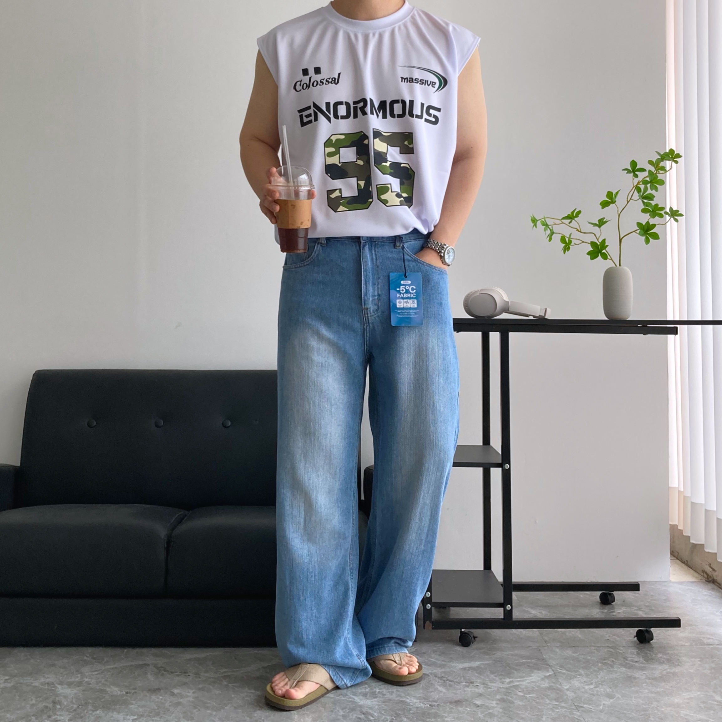 남자청바지 COOL 여름 S-3XL 뒷밴딩 세미와이드 데님팬츠 이미지 8