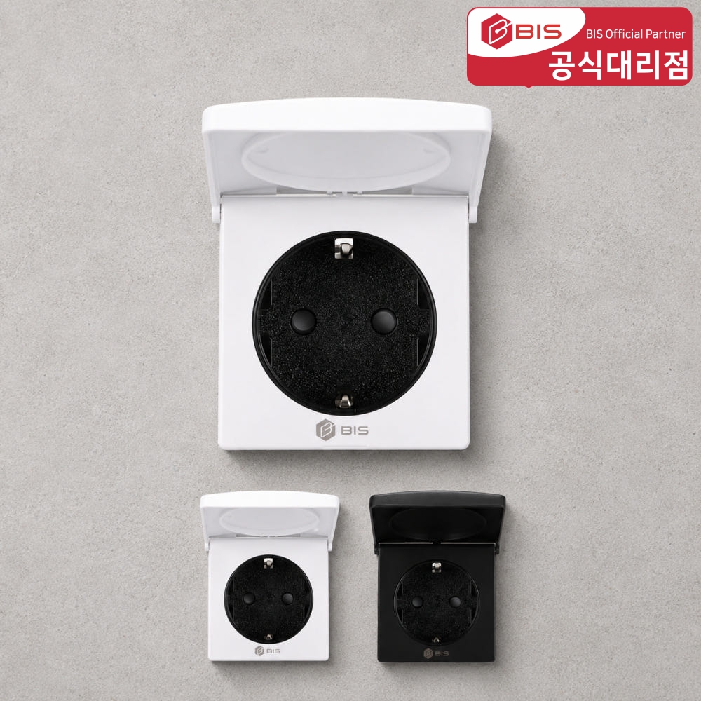 BIS 빌트인콘센트 가구 식탁 상판 욕실장 매립 방우 1구 콘센트 BIS-W401 화이트 - 상품 이미지