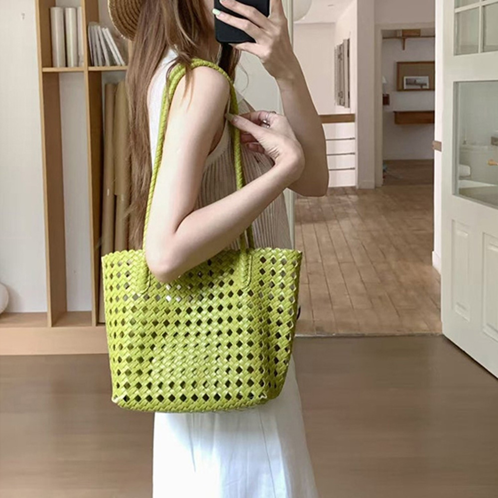 썸머 여름 데일리 레더 펀칭 메쉬 네트 바캉스 비치 미니 작은 숄더백 가방 - 상품 이미지