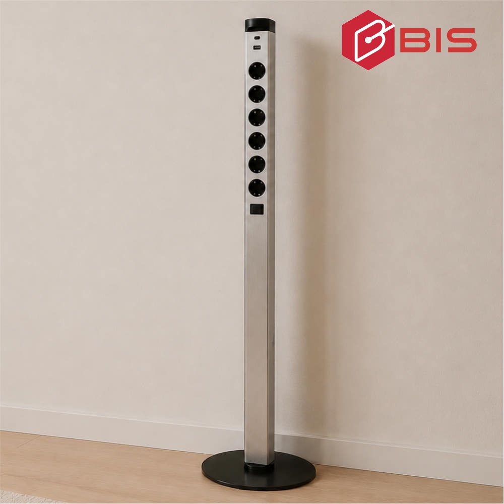 BIS 멀티콘센트 테이블 스탠드 6구 콘센트 USB 고속충전 멀티탭 MM602-1000-ST - 상품 이미지